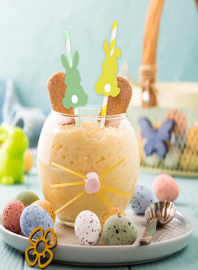 JarThenaAMCS مجموعة جارثينا إيه إم سي إس من 60 قطعة من قشات الشرب الورقية الملونة بنقشة أرنب عيد الفصح، قشات شرب مخططة، قشات شرب للاستخدام مرة واحدة على شكل أرنب، مثالية لمستلزمات حفلات عيد الفصح والربيع، 6 تصاميم - Image 5